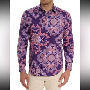 Robert Graham CASINO ROYALE Purple size small Classic Fit NEW NWT & Hanger